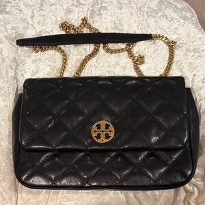 Tory Burch Black Quilted Leather Shoulder Bag- like new